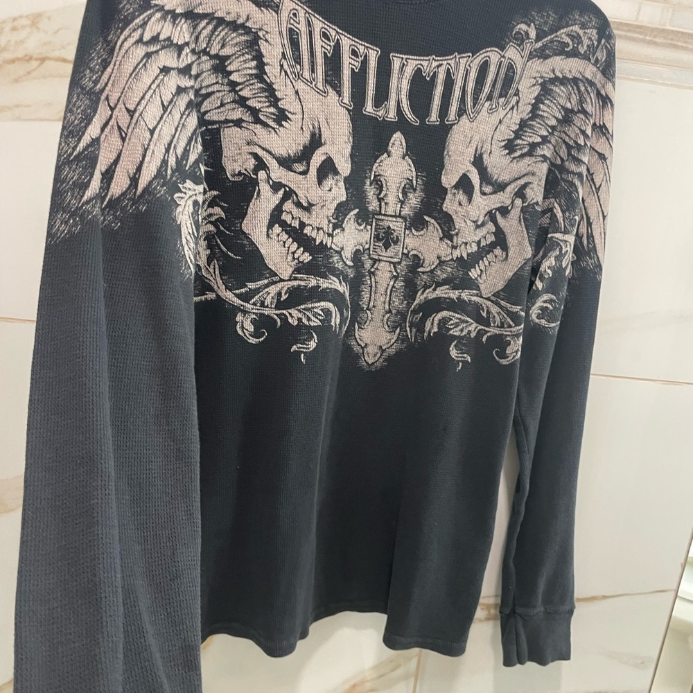 Affliction Men's Winged Up Long Sleeve Thermal large - Picture 9 of 12